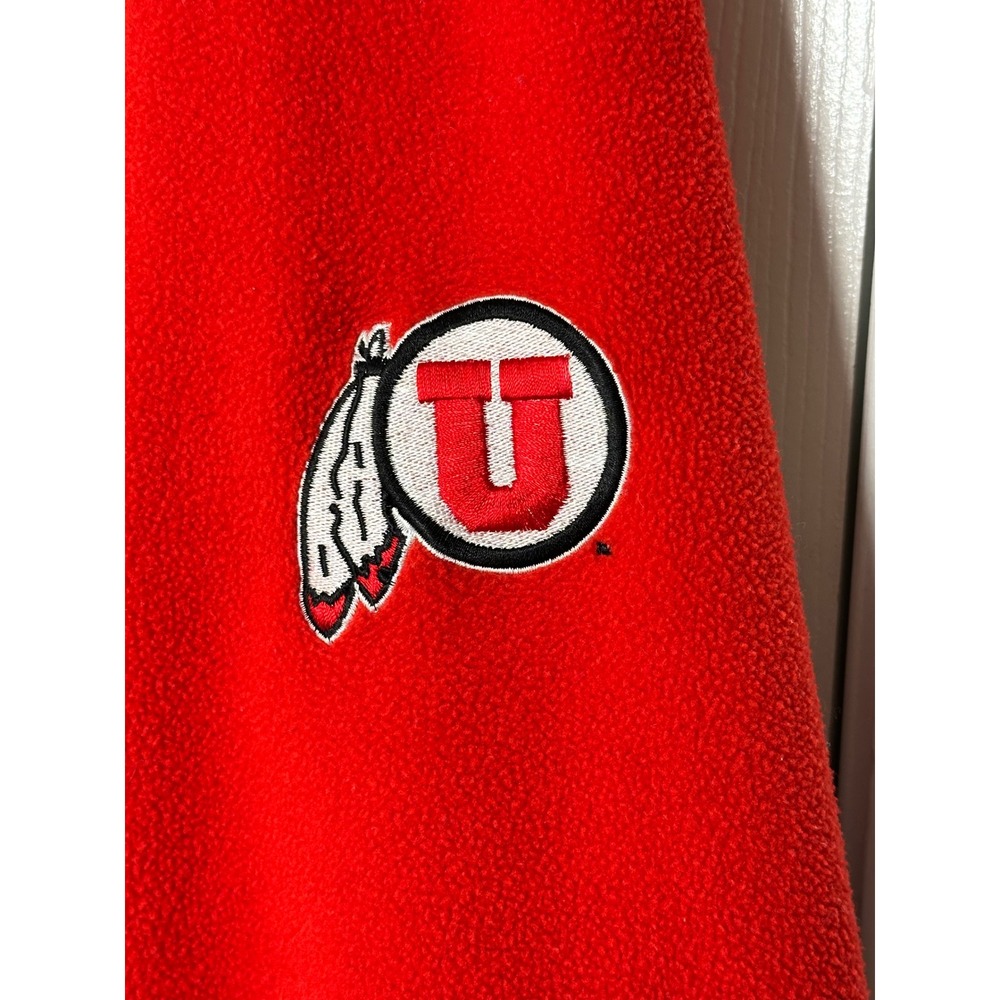 Utah Utes Red Gray Embroidered Active Fleece Quarter Zip Pullover Mens XL - Picture 4 of 14